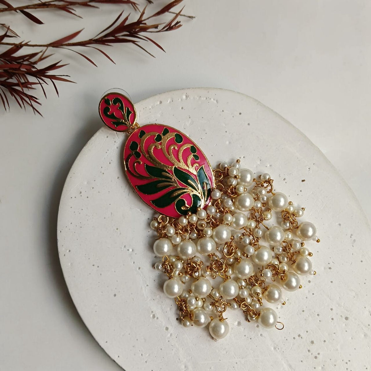 MOHANAKASH GOLD TONED MEENAKARI DANGLER / EARRINGS ER443