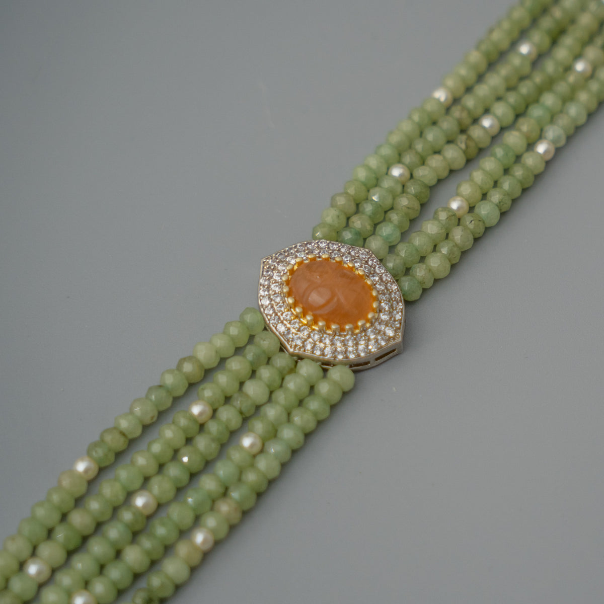 ARLO BIJOUX PREMIUM HANDMADE ONEX BEADS ZIRCON AND CARVING STONE CHOKER CH407