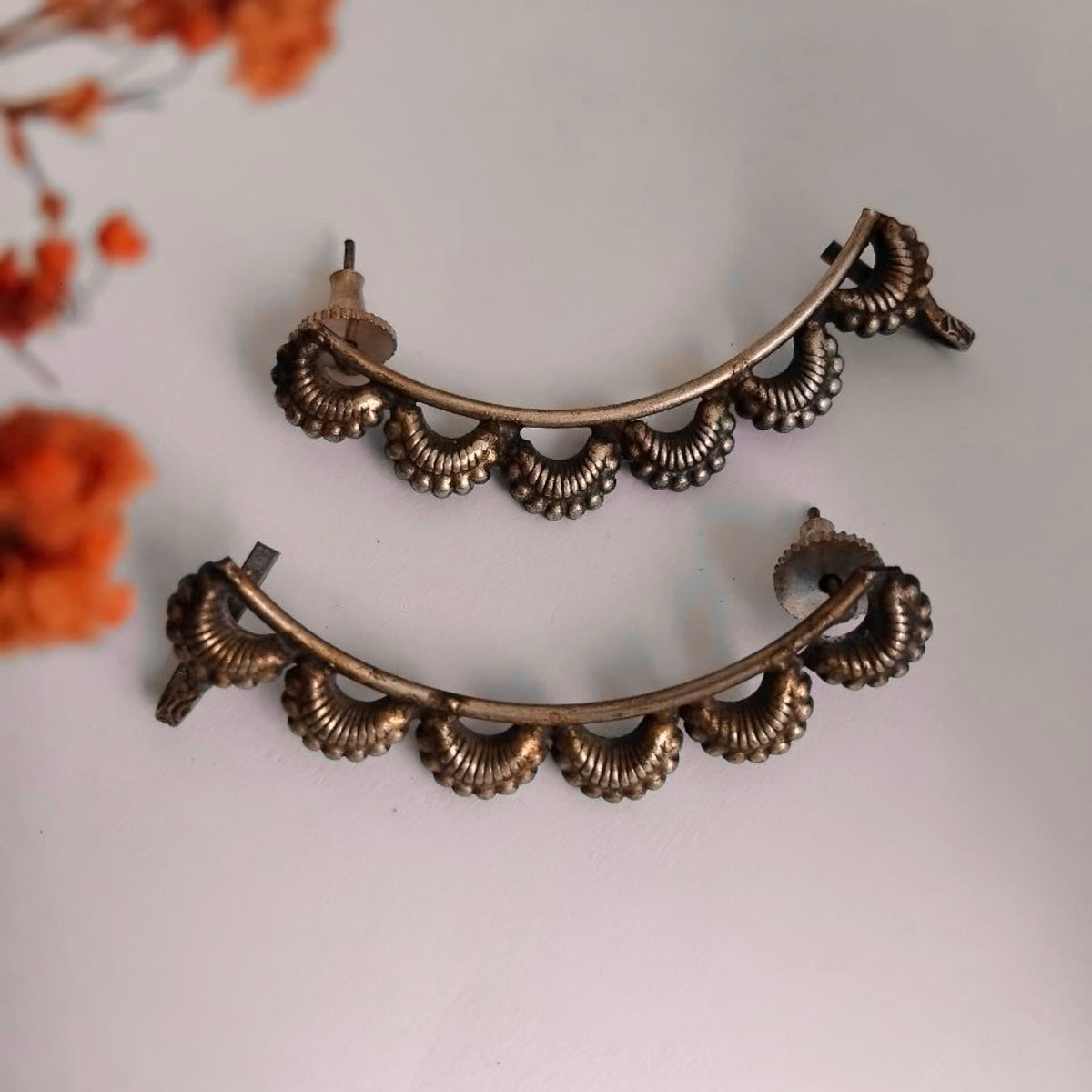 VILVA BLACK POLISH RAW AND RUSTIC EAR CUFF/EARRINGS EA07