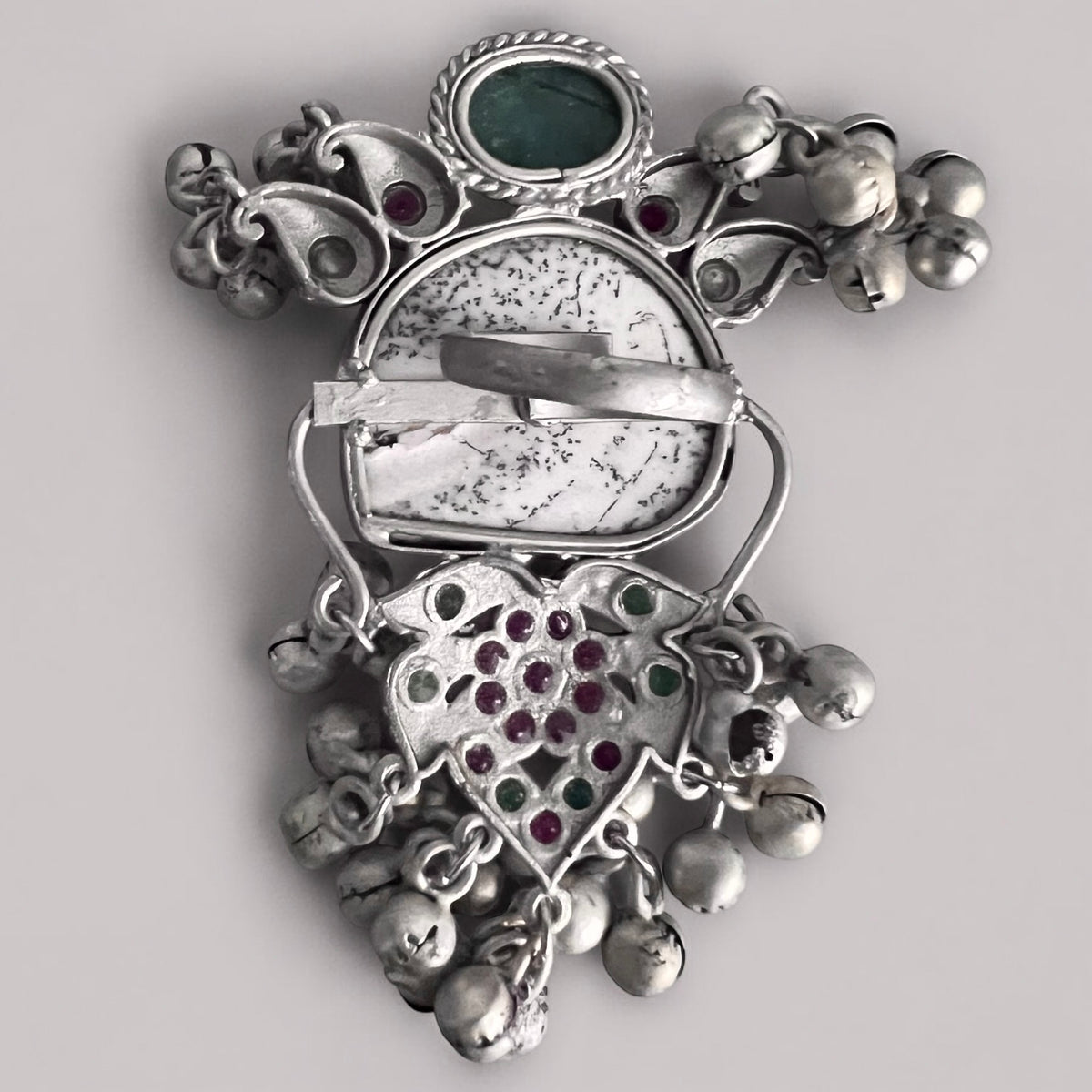 NIRU PREMIUM HANDMADE NATURAL STONES SILVER POLISH RING R54