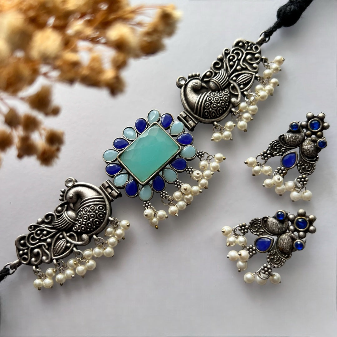 SHIVARA BIJOUX PREMIUM SEMI HANDMADE CHOKER WITH EARRINGS CH73