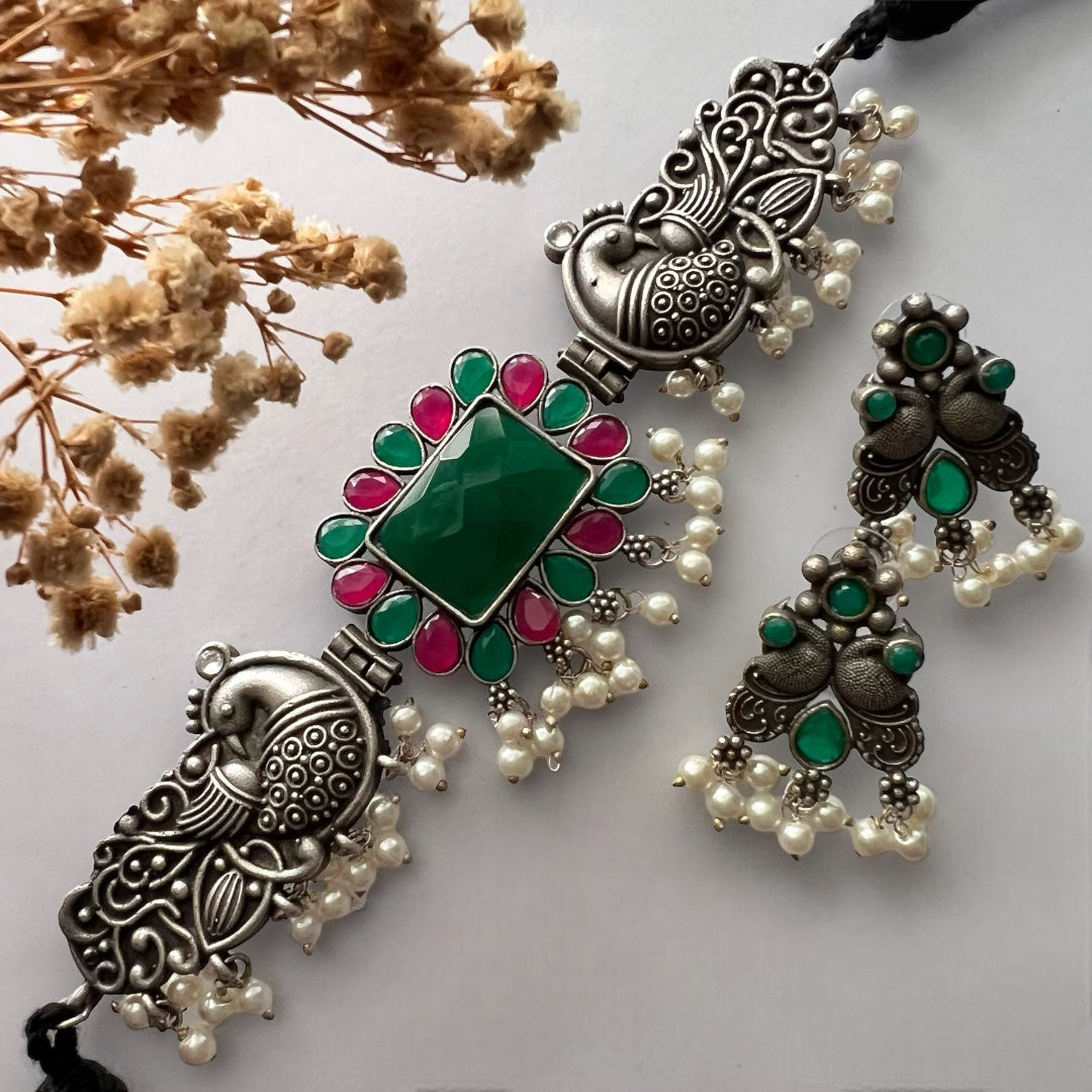 SHIVARA BIJOUX PREMIUM SEMI HANDMADE CHOKER WITH EARRINGS CH73