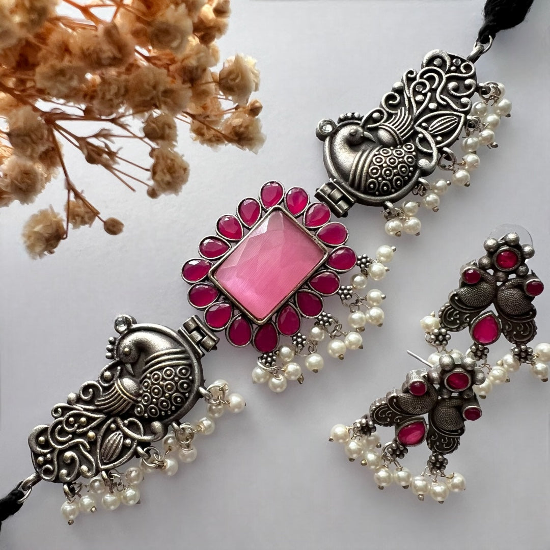 SHIVARA BIJOUX PREMIUM SEMI HANDMADE CHOKER WITH EARRINGS CH73