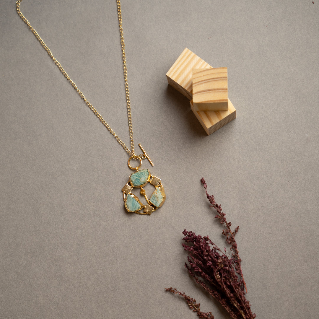 ELLIE HANDMADE RAW STONE ANTIQUE NECKPIECE/NECKLACE NL260