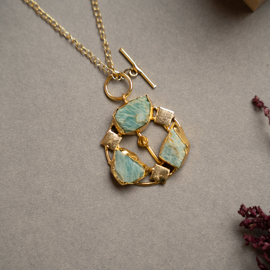 ELLIE HANDMADE RAW STONE ANTIQUE NECKPIECE/NECKLACE NL260