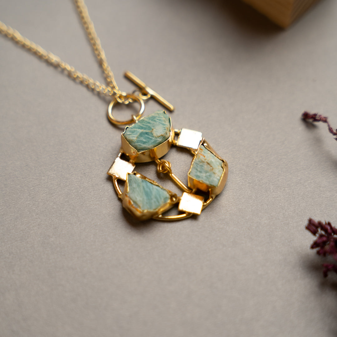 ELLIE HANDMADE RAW STONE ANTIQUE NECKPIECE/NECKLACE NL260