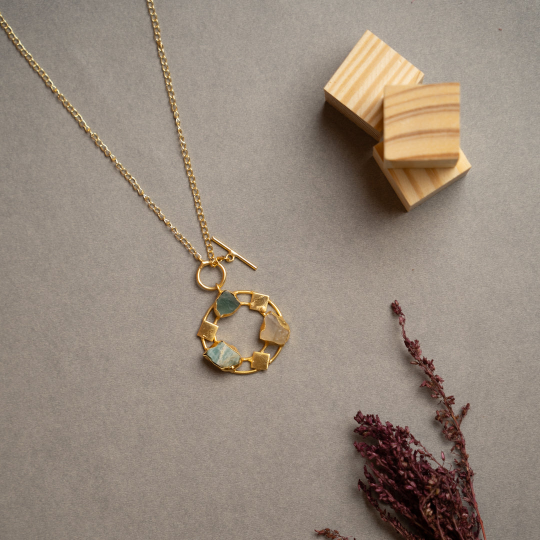 ELLIE HANDMADE RAW STONE ANTIQUE NECKPIECE/NECKLACE NL260