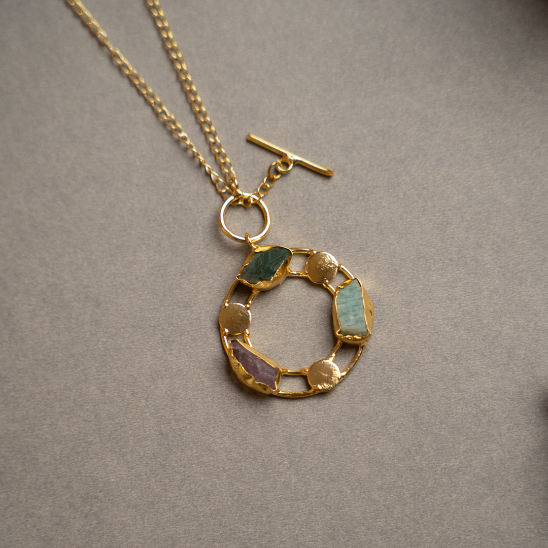 ELLIE HANDMADE RAW STONE ANTIQUE NECKPIECE/NECKLACE NL260