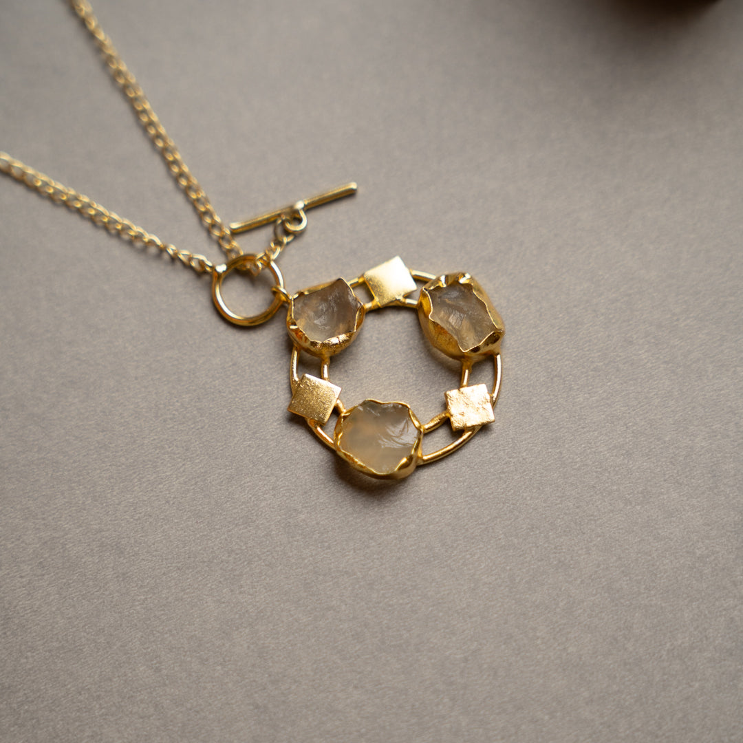 ELLIE HANDMADE RAW STONE ANTIQUE NECKPIECE/NECKLACE NL260