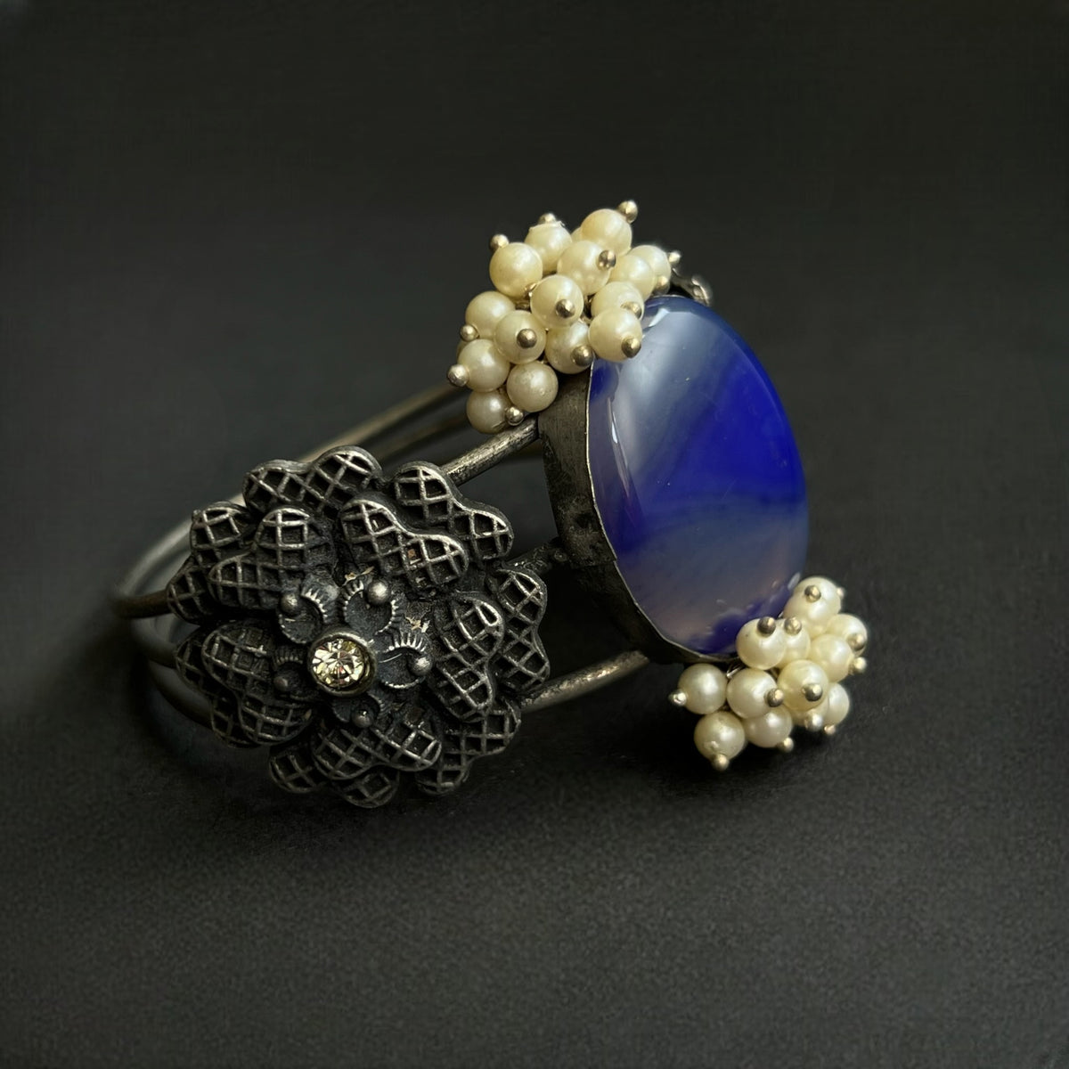 MINUSHA BLACK POLISH HAND CUFFS/BRACELET/BANGLES/KADAS 
 BR49