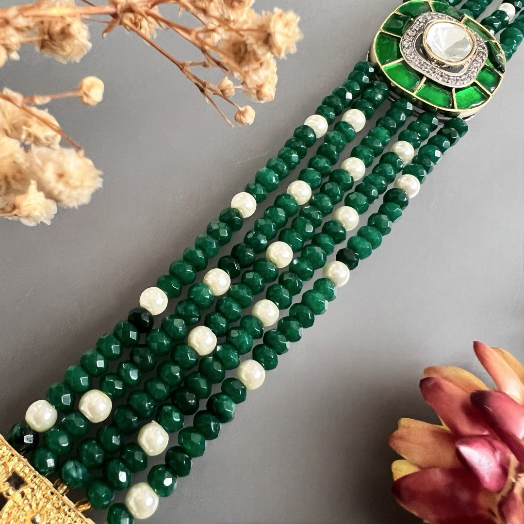 MARIA ONEX BEADS LAC AND POLKI BIJOUX PREMIUM AND EXCLUSIVE HANDMADE CHOKER CH400