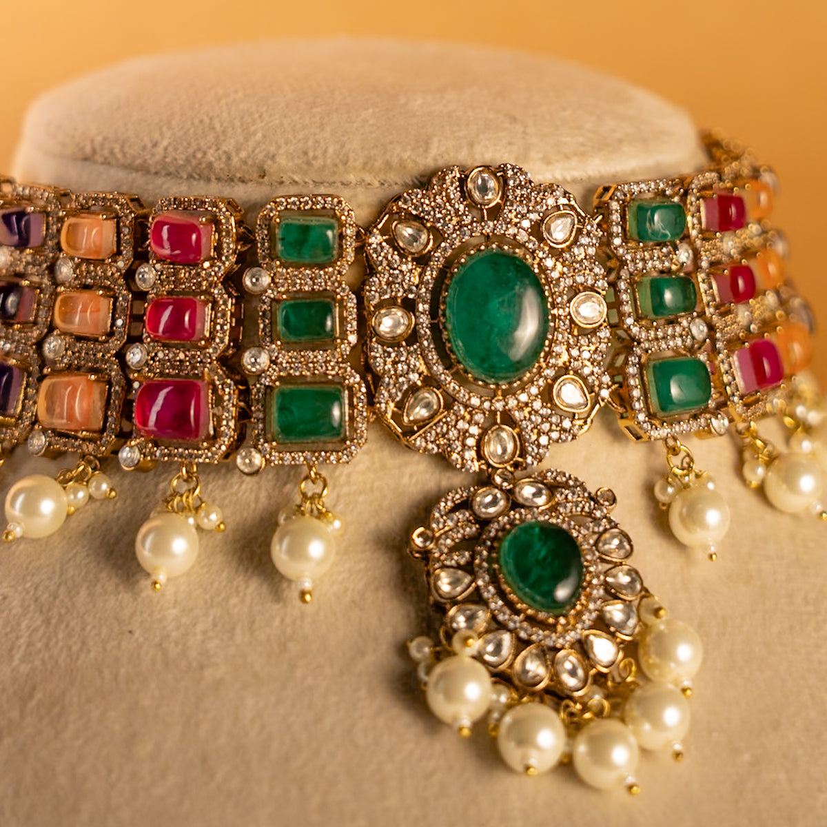 KIYANA BRIDAL PREMIUM DOUBLET STONE HANDMADE NECKLACE WITH EARRING  NL298