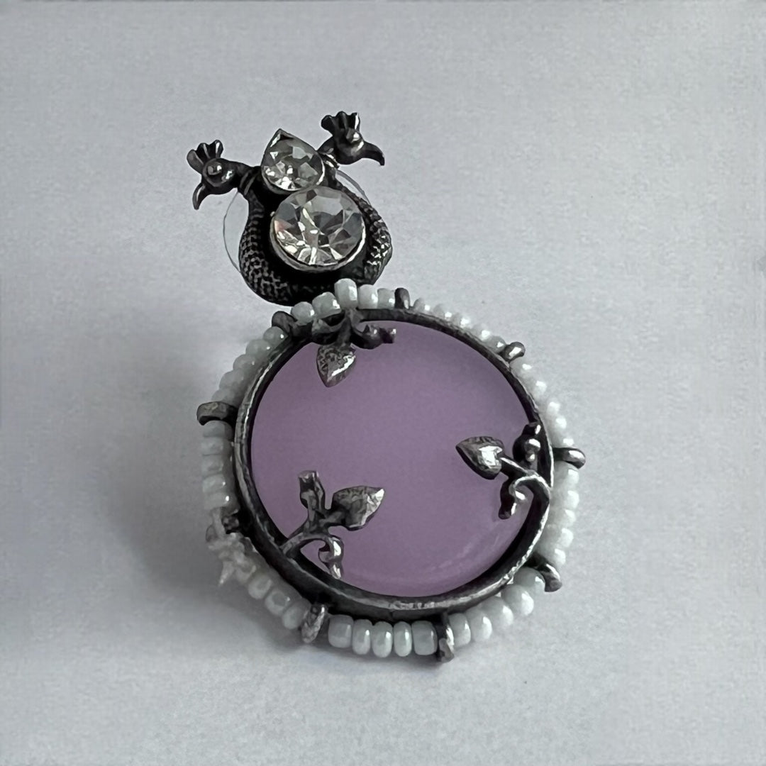 STONY HORNY SILVER LOOK ALIKE SEMI-HANDMADE STUD ER192