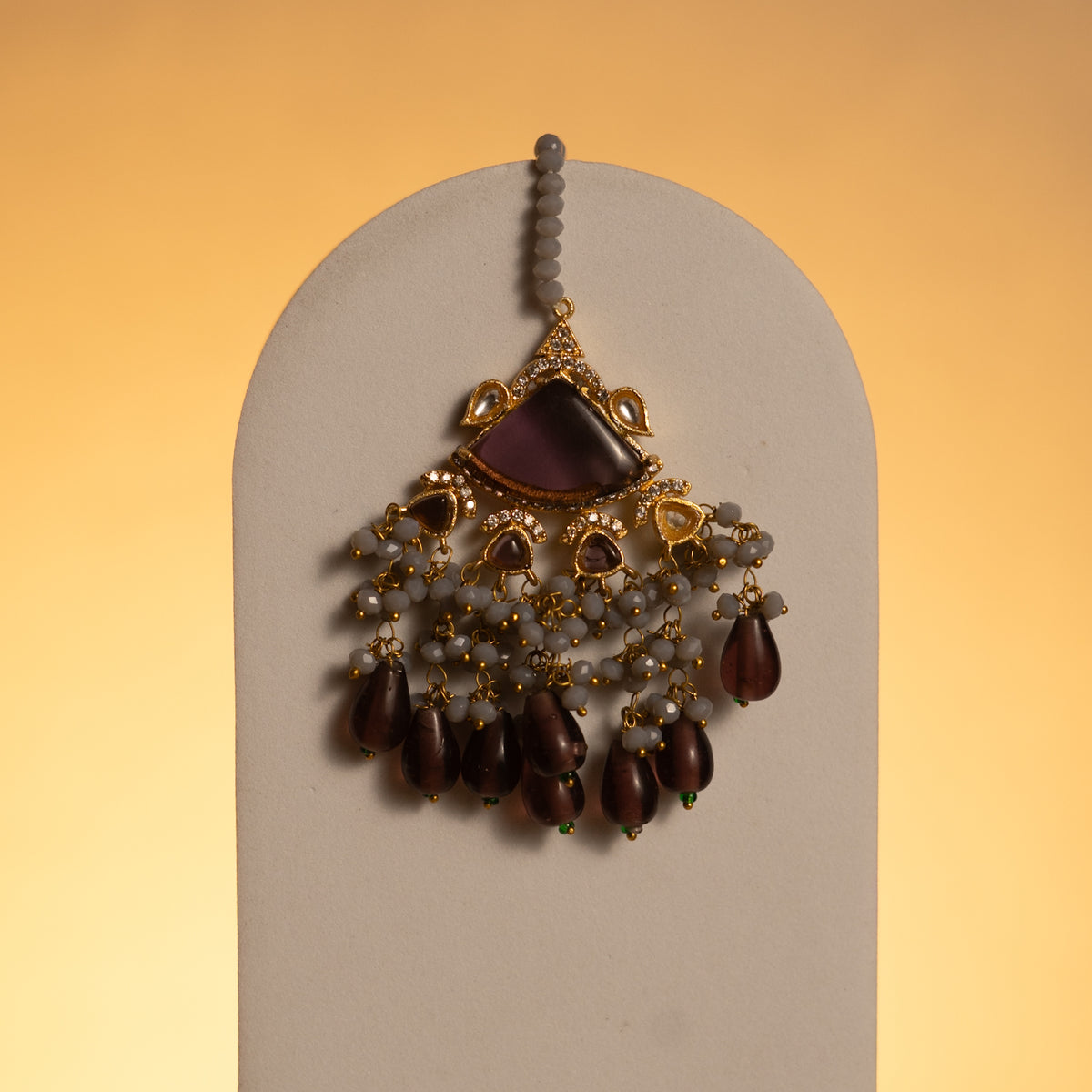 VIVAHA SEMI HANDMADE GOLD TONED MONALISA NECKLACE SET WITH TIKKA NL58