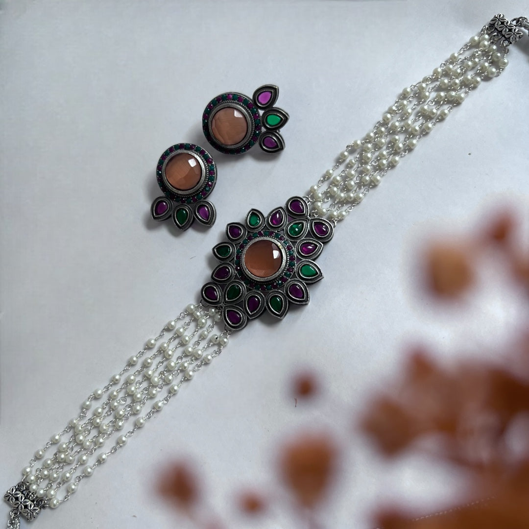 ENA BIJOUX PREMIUM AND EXCLUSIVE SEMI HANDMADE CHOKER WITH EARRINGS CH140