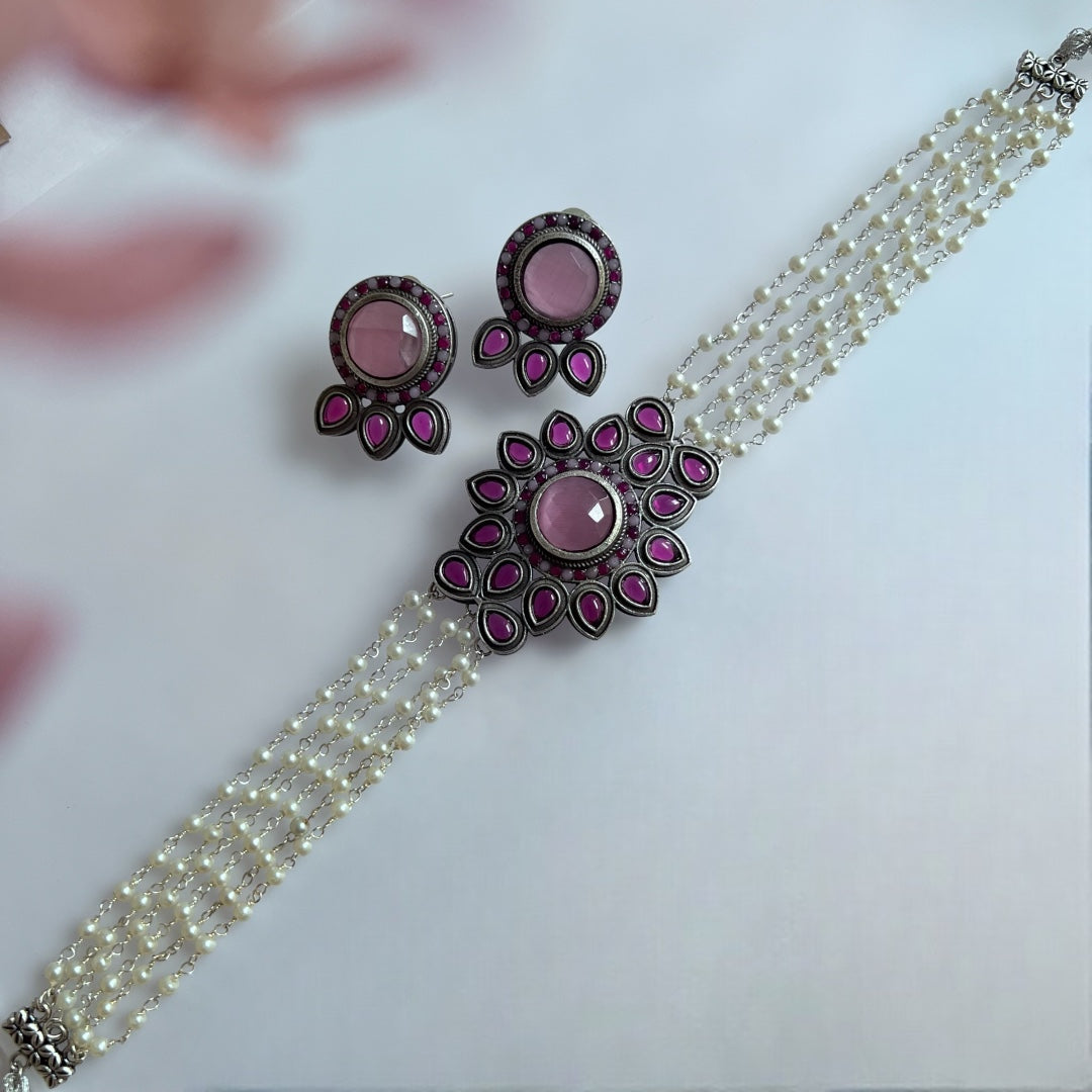 ENA BIJOUX PREMIUM AND EXCLUSIVE SEMI HANDMADE CHOKER WITH EARRINGS CH140