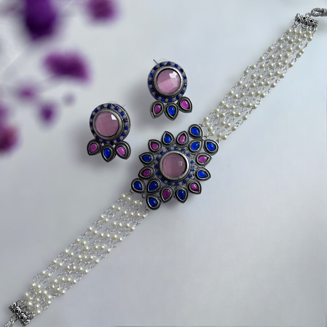 ENA BIJOUX PREMIUM AND EXCLUSIVE SEMI HANDMADE CHOKER WITH EARRINGS CH140