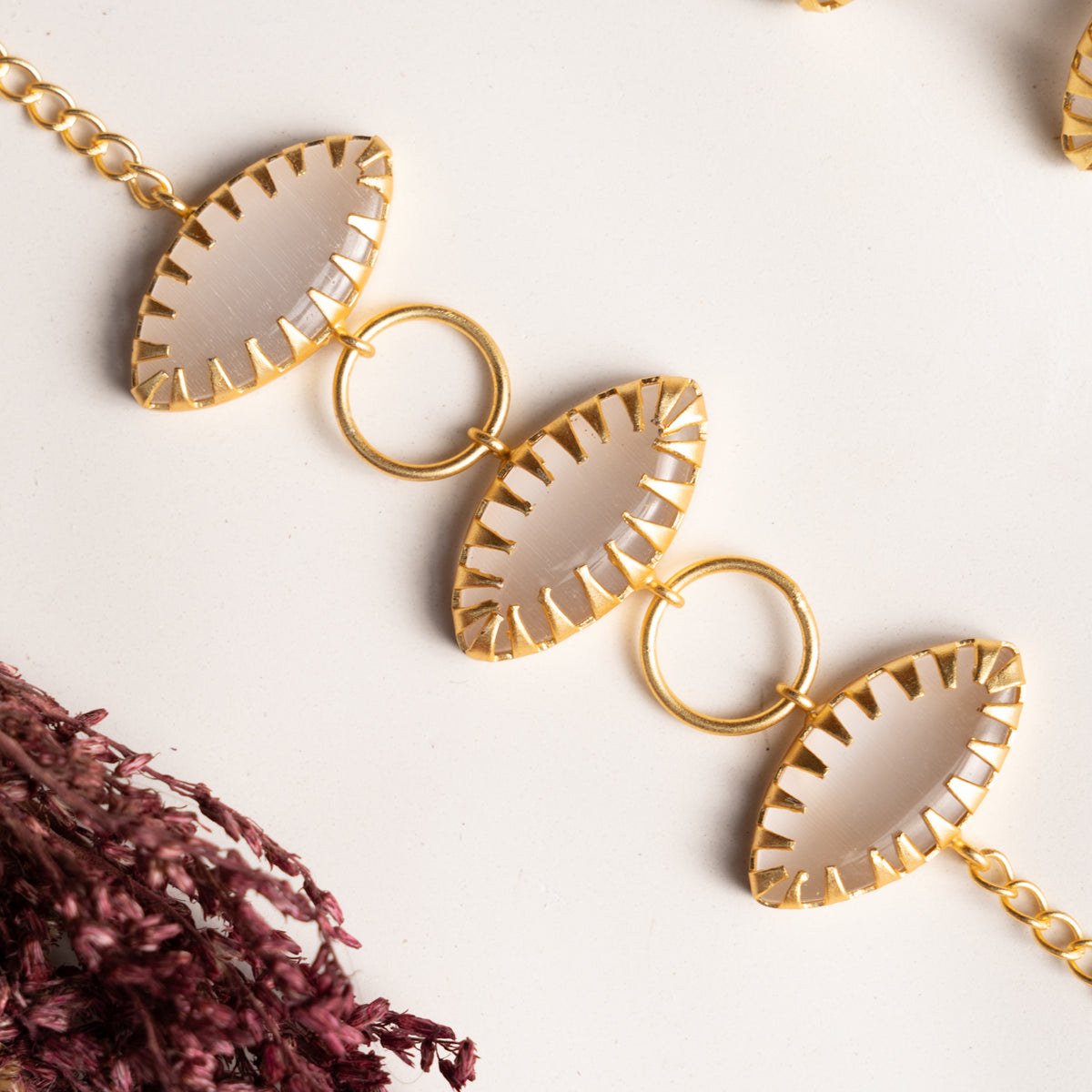 NAOMI GOLD TONED HANDMADE HAND HAMMERED CHOKER EARRINGS OF19