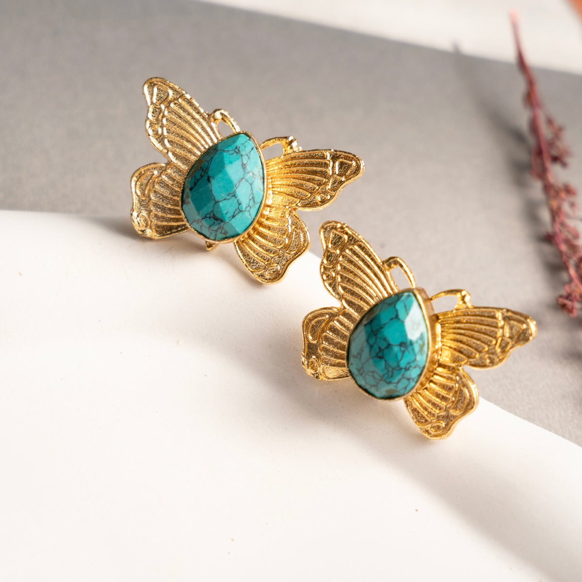 MAEVE GOLD TONED RUSTIC AND HANDMADE HAND HAMMERED NECKLACE AND EARRINGS OF22