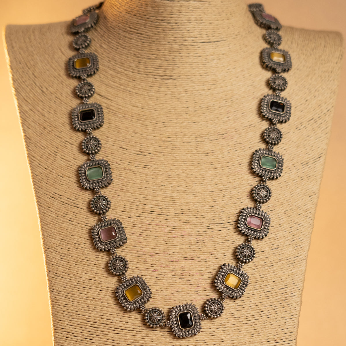 JESI SILVERLOOKALIKE SEMI HANDMADE MALA/ NECKPIECE  ML205