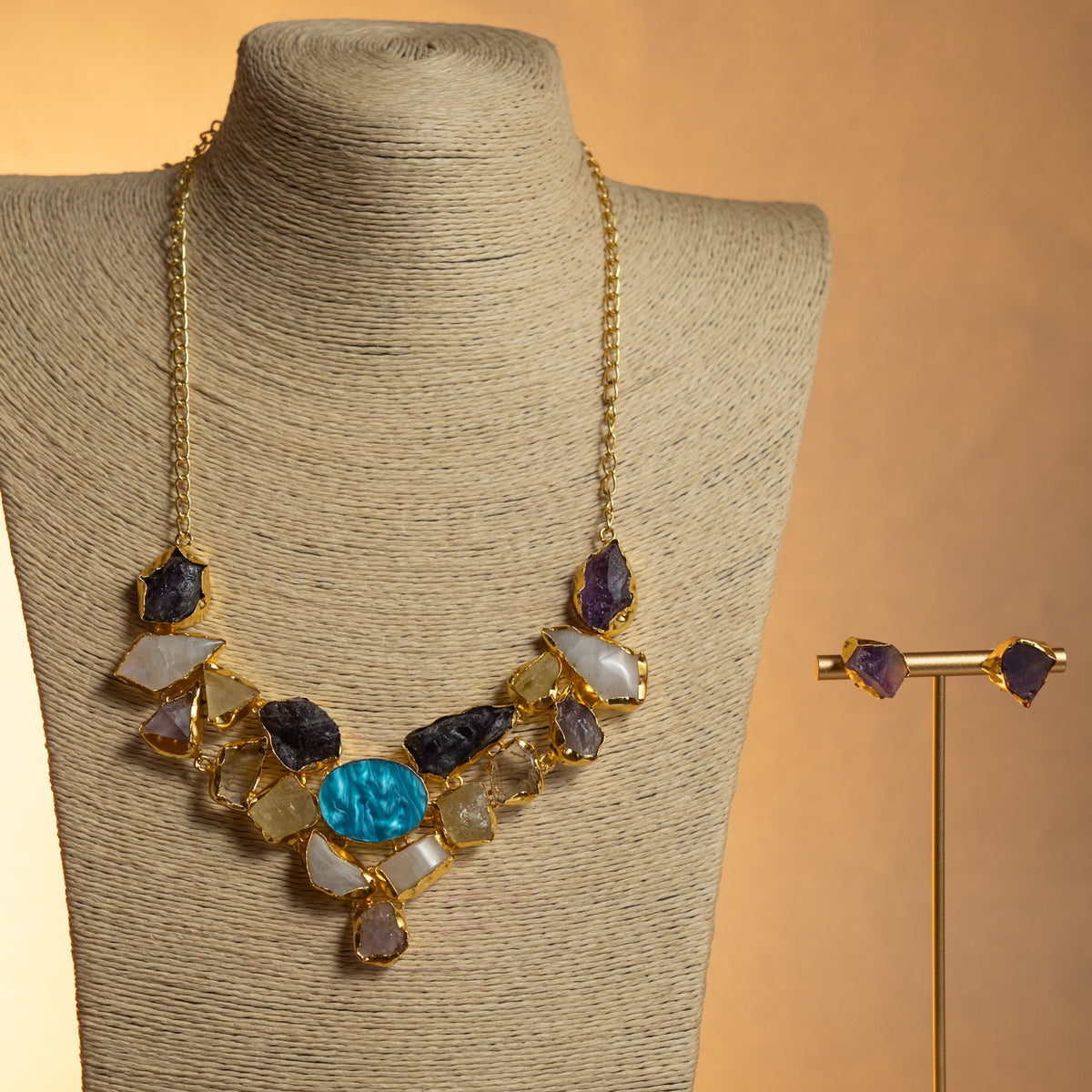 CHANDNI BIJOUX PREMIUM SEMI HANDMADE ANTIQUE NECKPIECE/NECKLACE WITH EARRING NL270