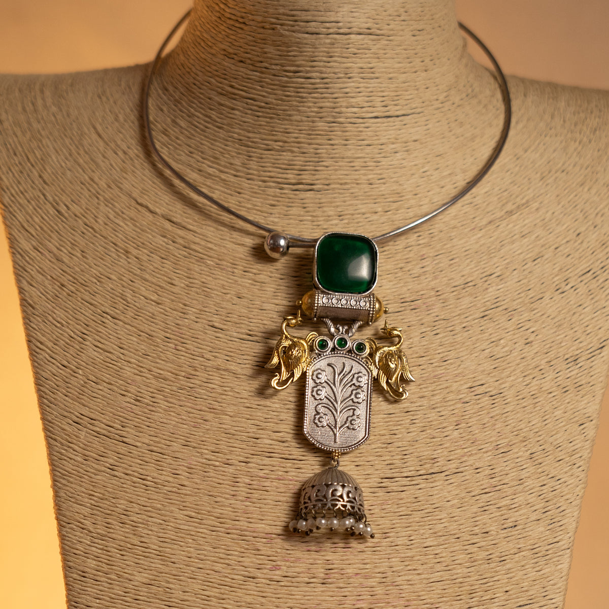 JIANNA SEMI HANDMADE ANTIQUE NECKPIECE/NECKLACE/HASLI WITH EARRING NL284