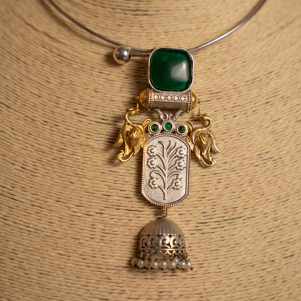 JIANNA SEMI HANDMADE ANTIQUE NECKPIECE/NECKLACE/HASLI WITH EARRING NL284