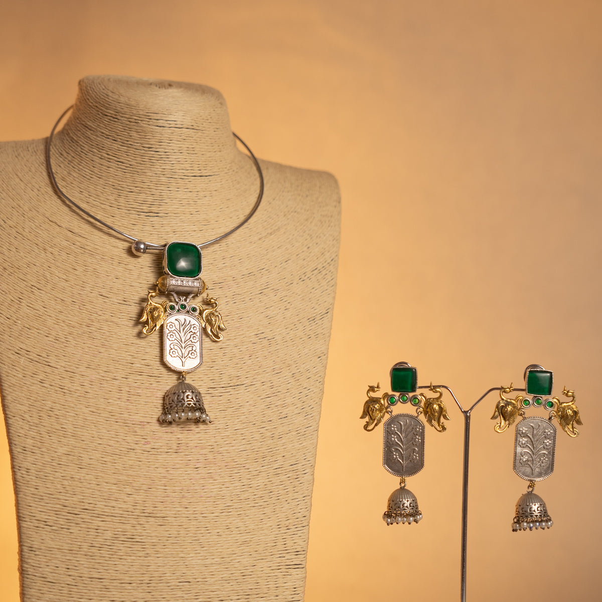 JIANNA SEMI HANDMADE ANTIQUE NECKPIECE/NECKLACE/HASLI WITH EARRING NL284