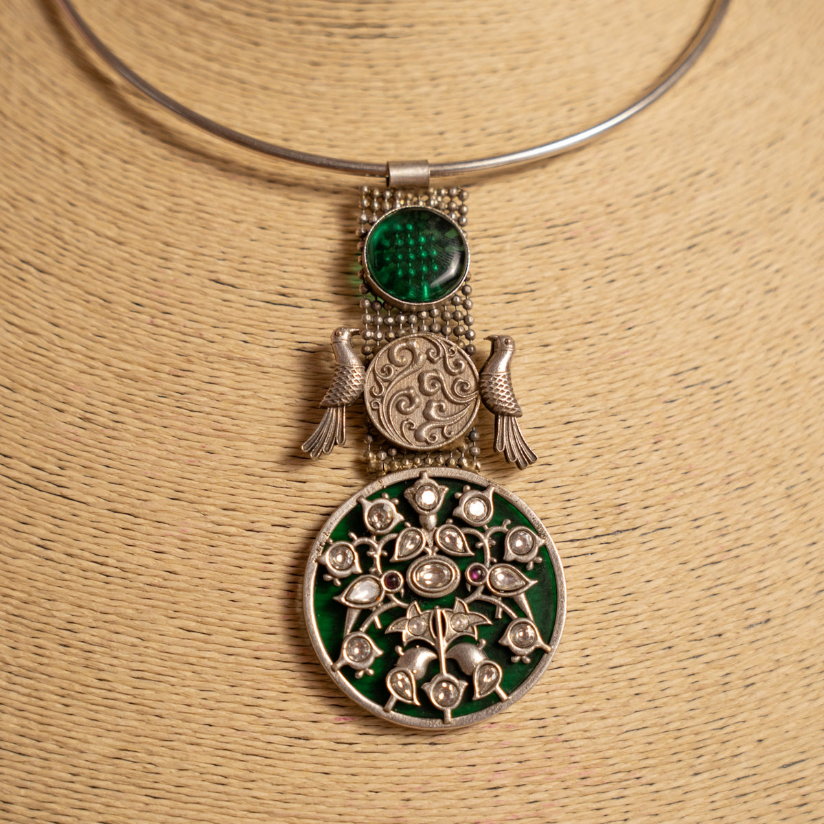 ADITI SEMI HANDMADE ANTIQUE NECKPIECE/NECKLACE/HASLI WITH EARRING NL281