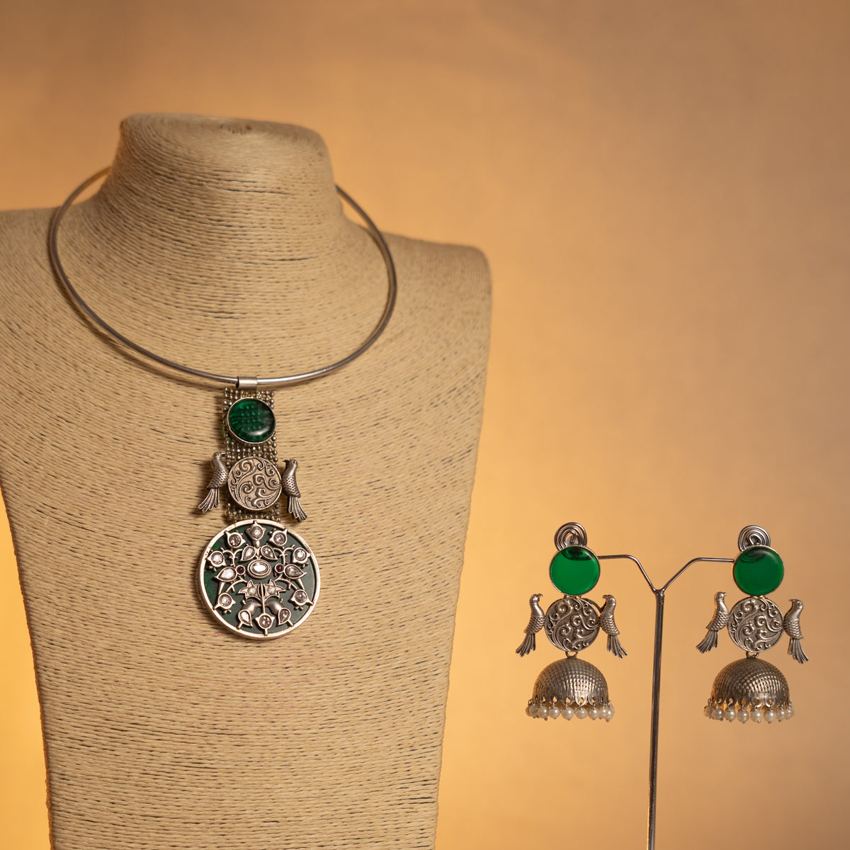 ADITI SEMI HANDMADE ANTIQUE NECKPIECE/NECKLACE/HASLI WITH EARRING NL281