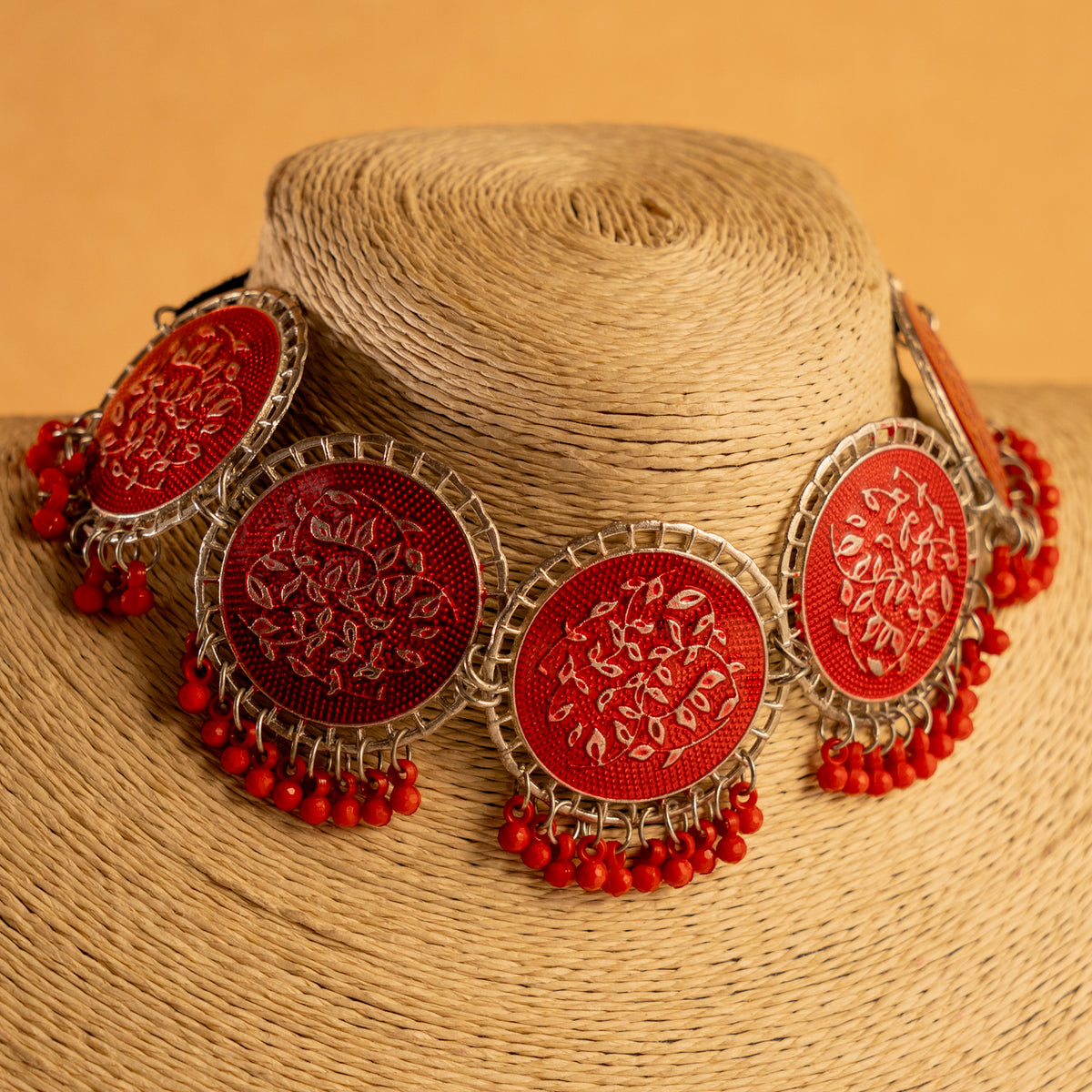 AERA OXIDIZED ANTIQUE NECKPIECE/NECKLACE EARRINGS NL228