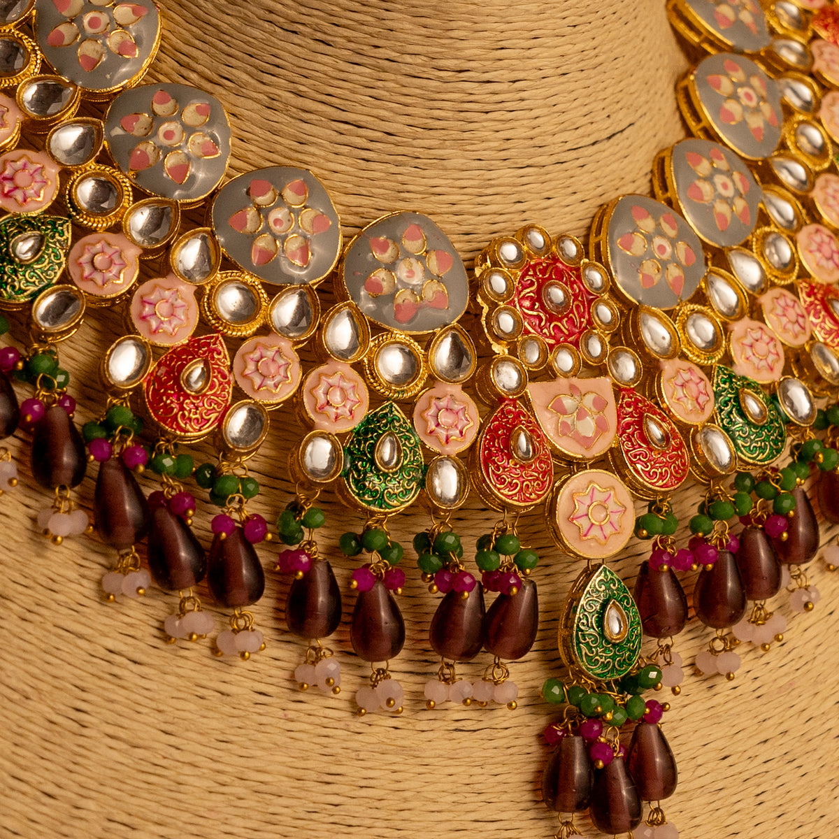 JOSIE SEMI HANDMADE NECKLACE WITH EARRING AND TIKKA NL216