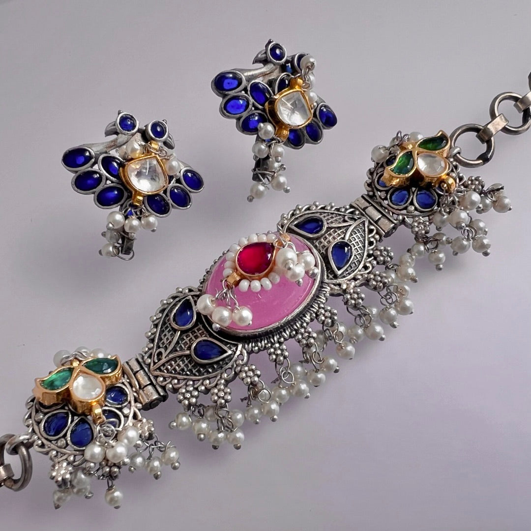 VISHUNA BIJOUX PREMIUM AND EXCLUSIVE HANDMADE CHOKER WITH EARRINGS CH150