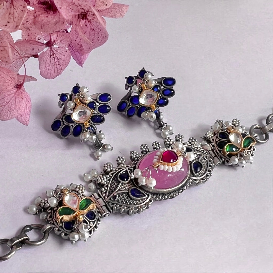 VISHUNA BIJOUX PREMIUM AND EXCLUSIVE HANDMADE CHOKER WITH EARRINGS CH150