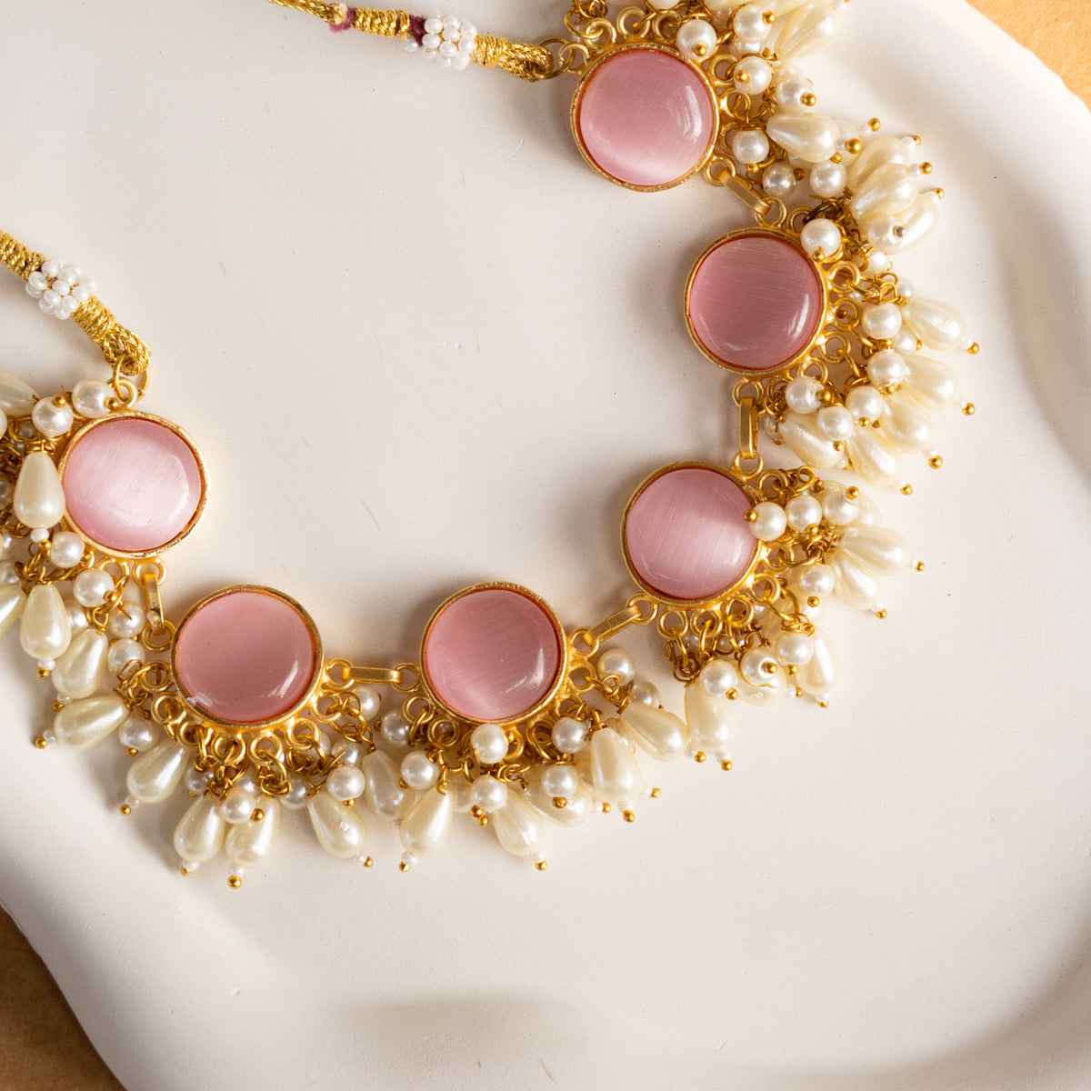 MOXIE SET RING EARRING AND NECKLACE HANDMADE GOLD TONED PREMIUM NECKLACE/NECKPIECE EARRING SET NL31