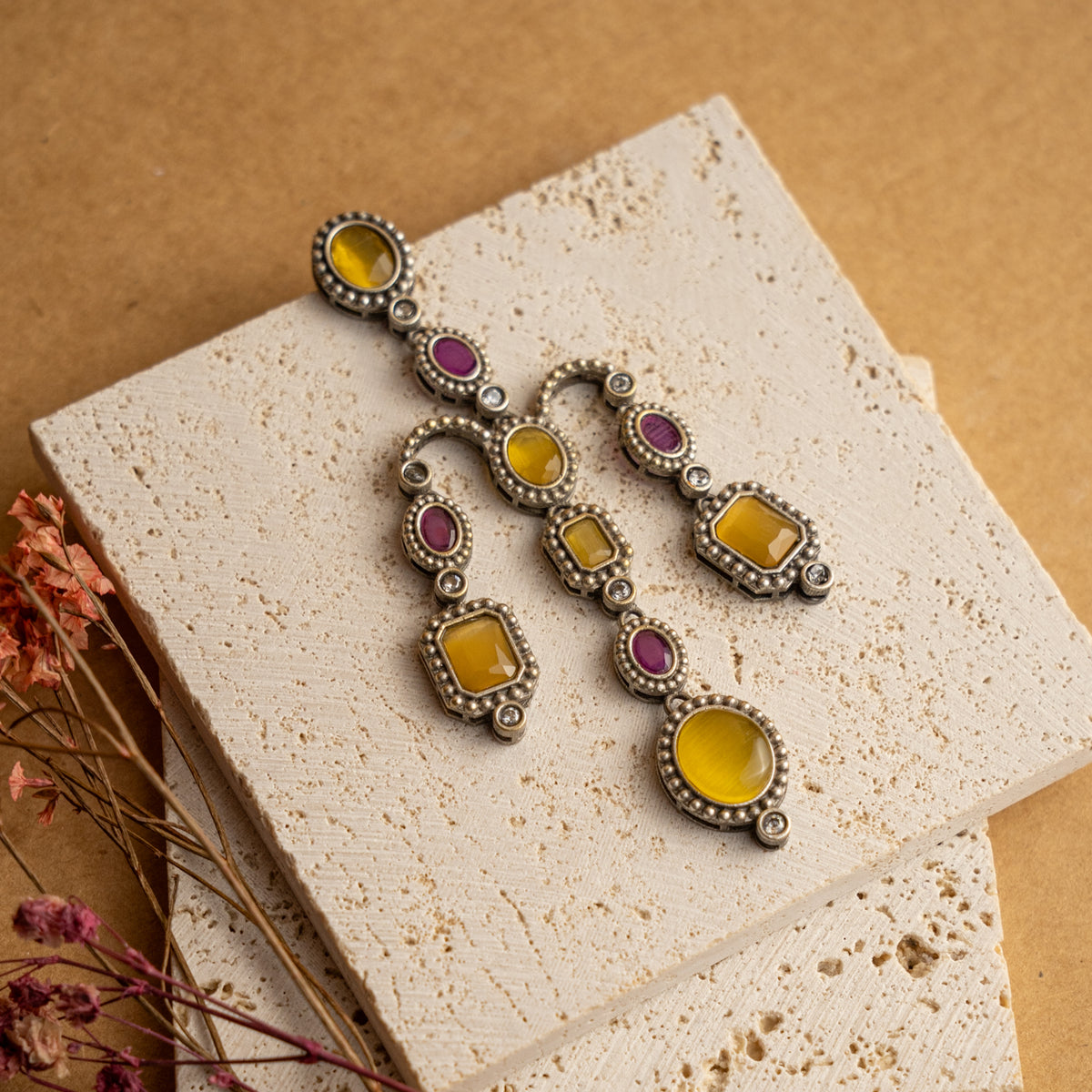 RIMIDA MONALISA FAUX SILVER HANDMADE AND HAND HAMMERED JHUMKAS/ EARRINGS ER691