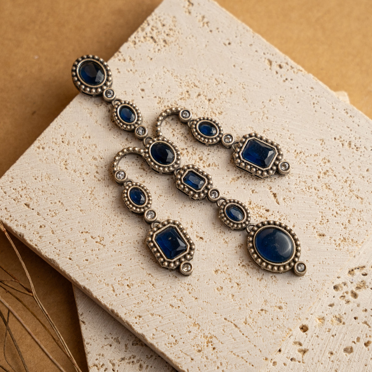 RIMIDA MONALISA FAUX SILVER HANDMADE AND HAND HAMMERED JHUMKAS/ EARRINGS ER691