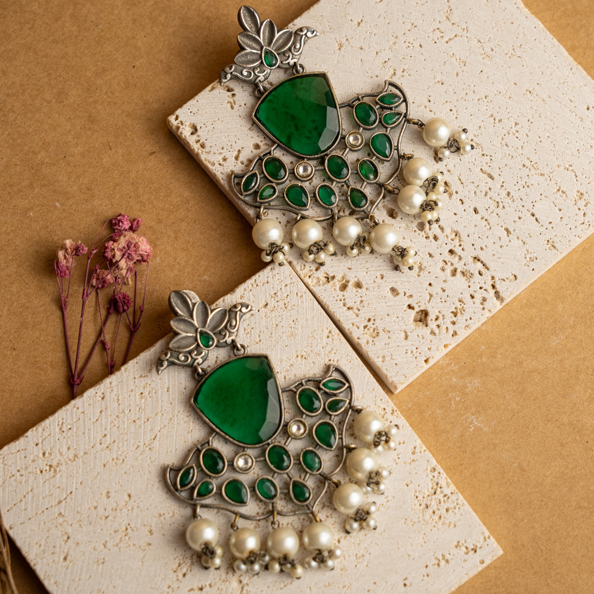 ROSSY SILVER LOOKALIKE SEMI HANDMADE DANGLERS/EARRINGS ER713