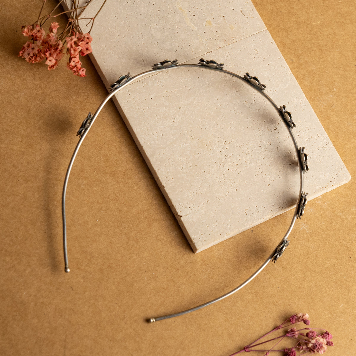 NIRANA SILVER TONED FAUX SILVER ANTIQUE HEAD ACCESSORIES
 HA02