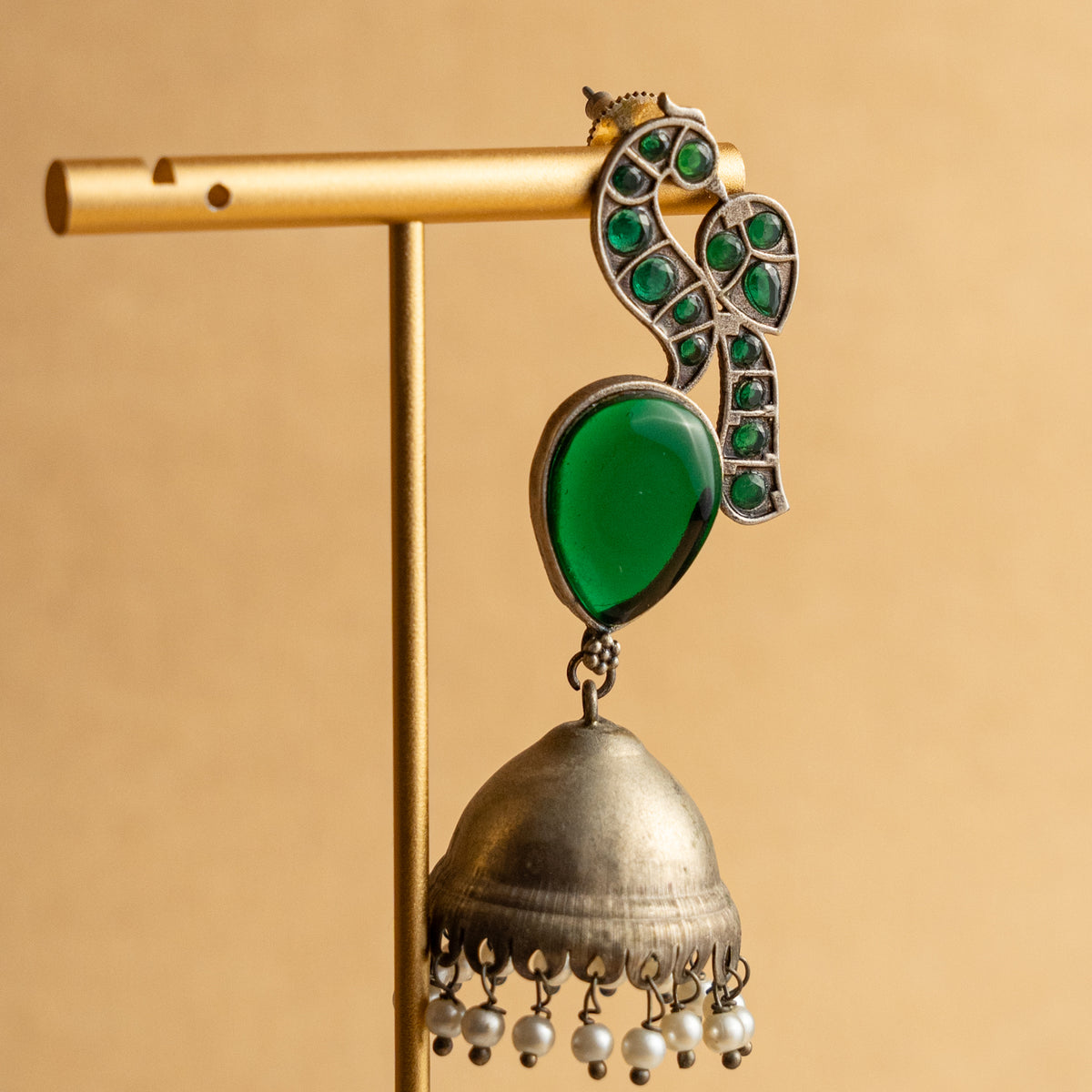 FAUX SILVER RAW AND RUSTIC MONALISA STONE  EARRINGS ER692