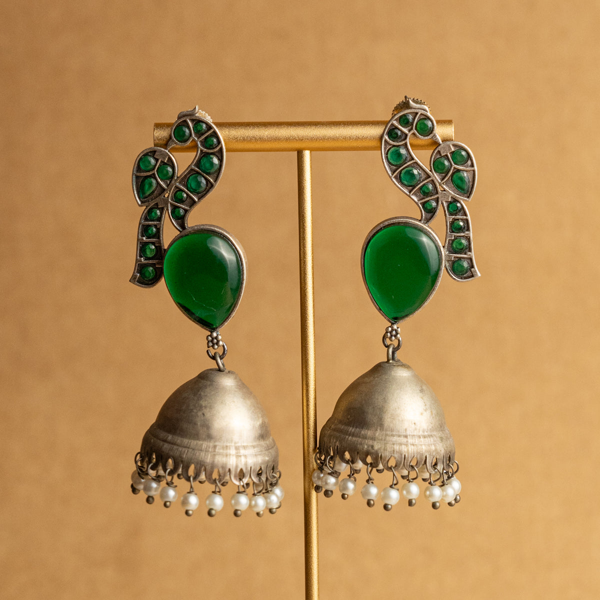 FAUX SILVER RAW AND RUSTIC MONALISA STONE  EARRINGS ER692