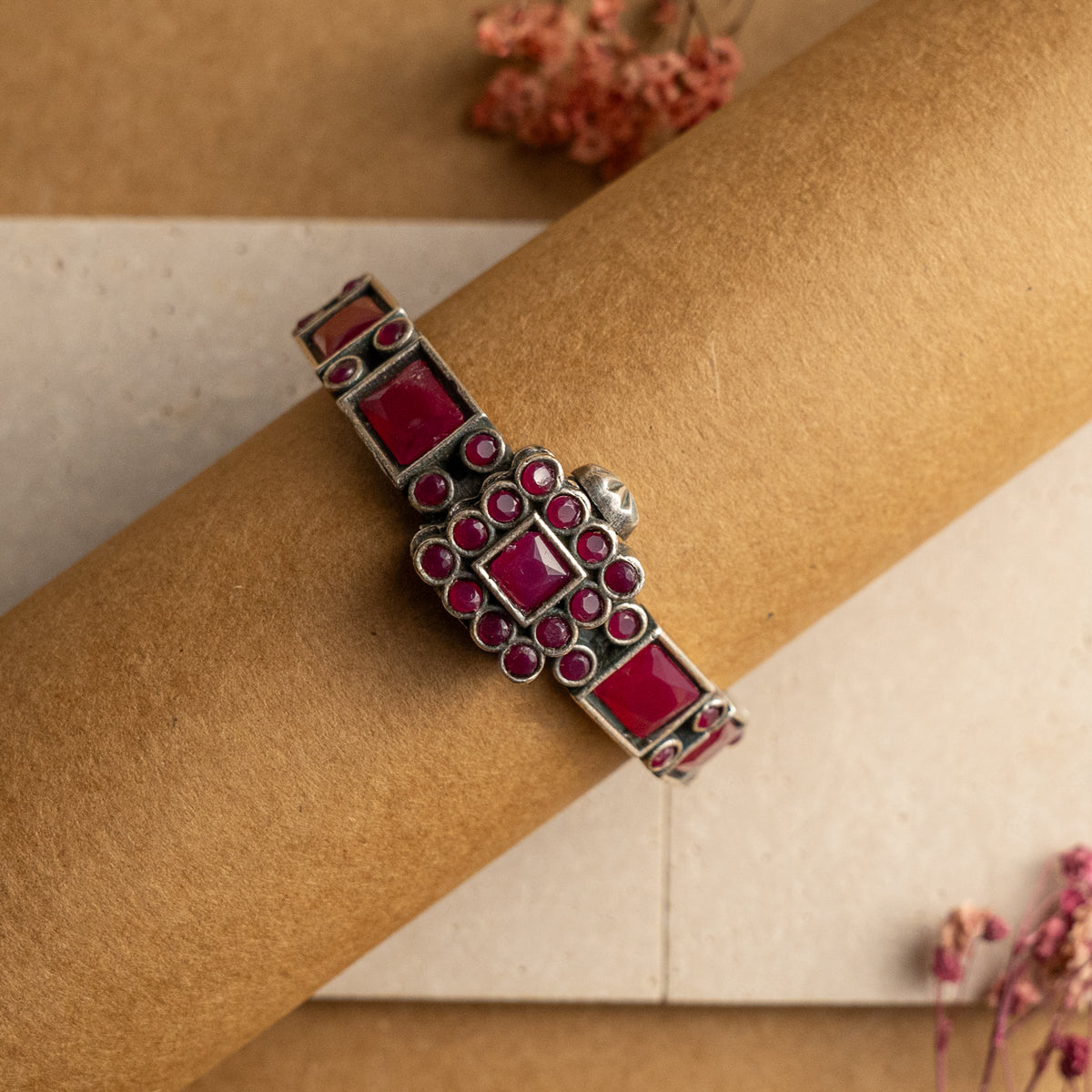 ANVI SEMI HANDMADE SILVER TONED FAUX SILVER CLASSIC BRACELET/BANGLES/KADA BR62