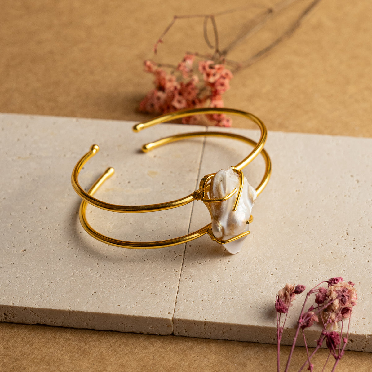 CHU CHU MOP HAND HAMMERED AND HANDMADE GOLD TONED CLASSIC  BRACELETS BR32