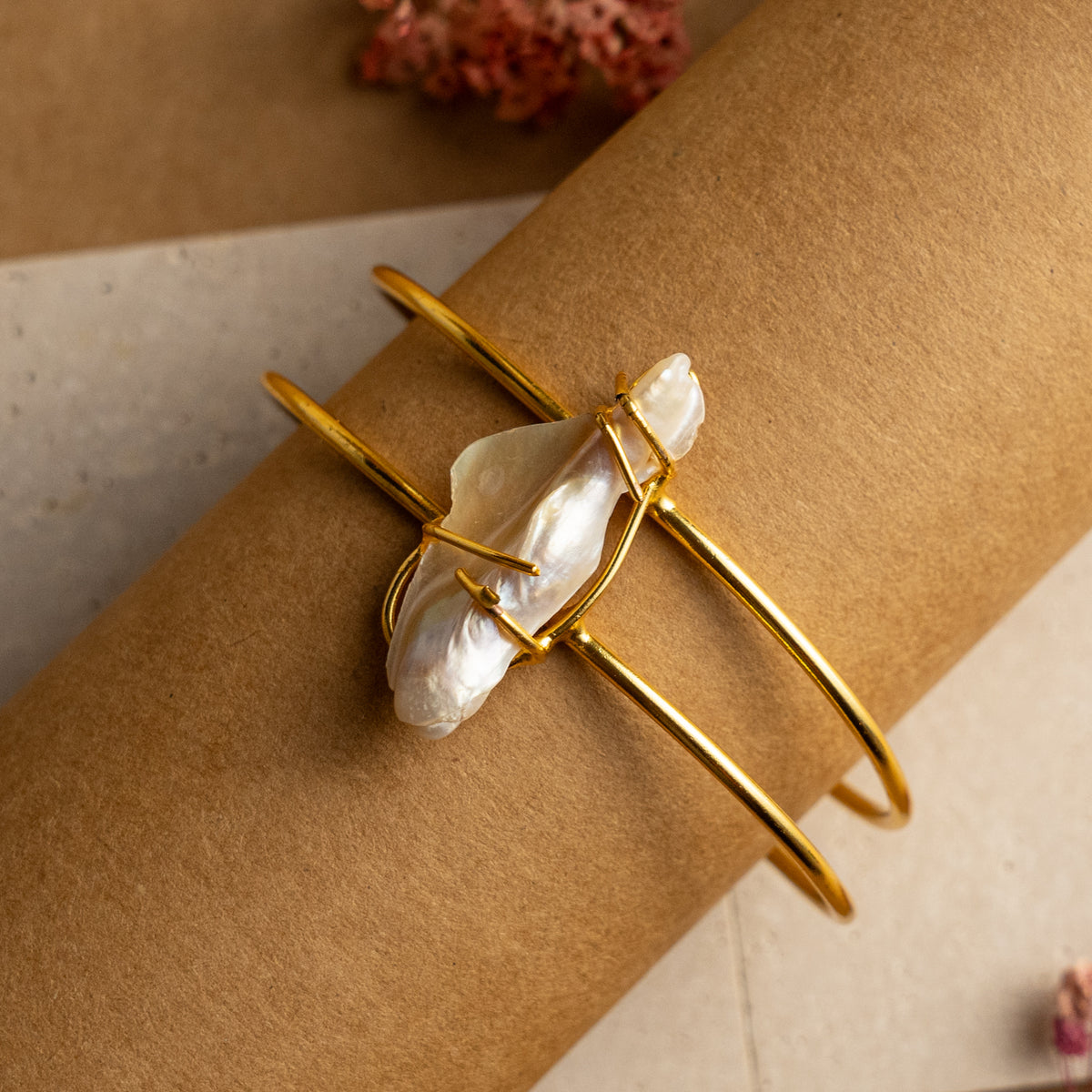 RINA HAND HAMMERED AND HANDMADE MOP GOLD TONED CLASSIC  BRACELETS BR31