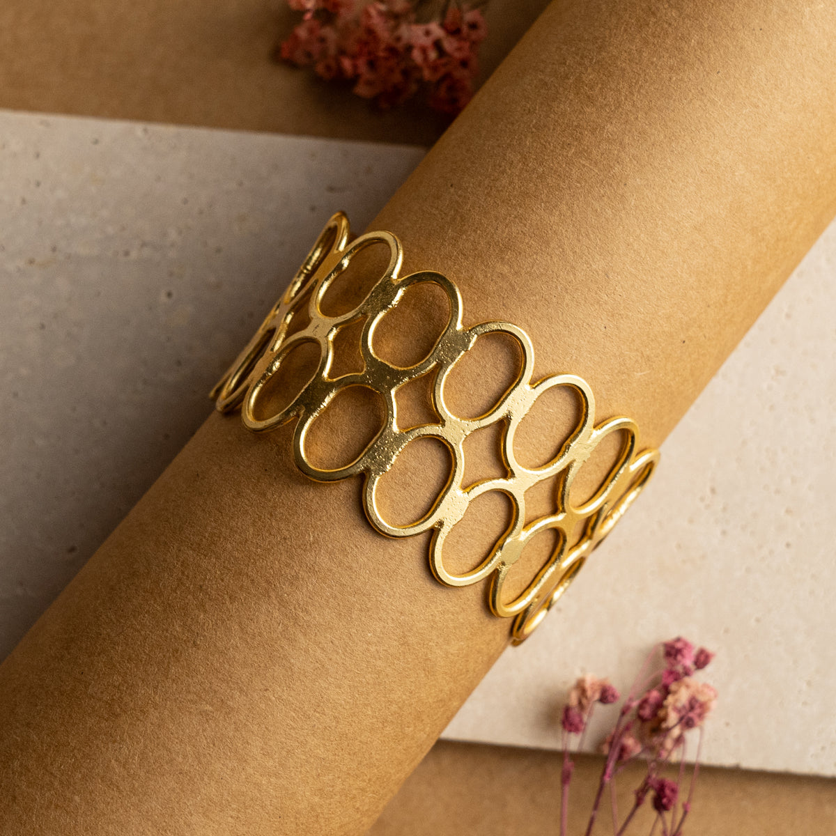 RIHANA  HAND HAMMERED AND HANDMADE GOLD TONED CLASSIC STONE BRACELETS BR33