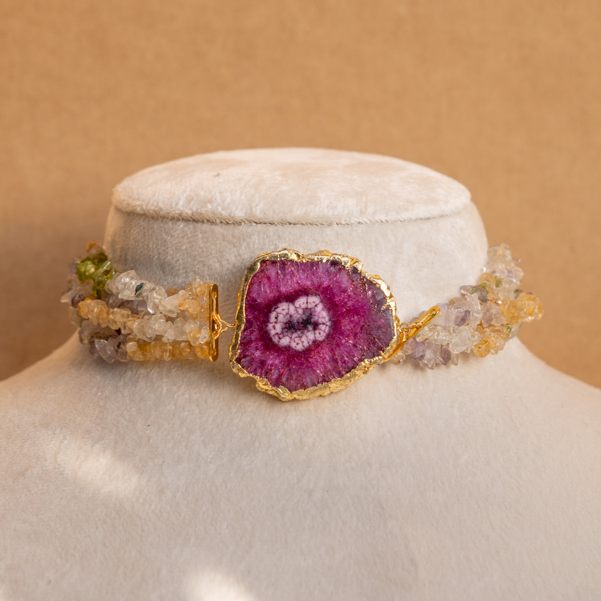 SHAHANA RAW RUSTIC FINISH NATURAL STONE CHOKER/NECKPIECE CH511