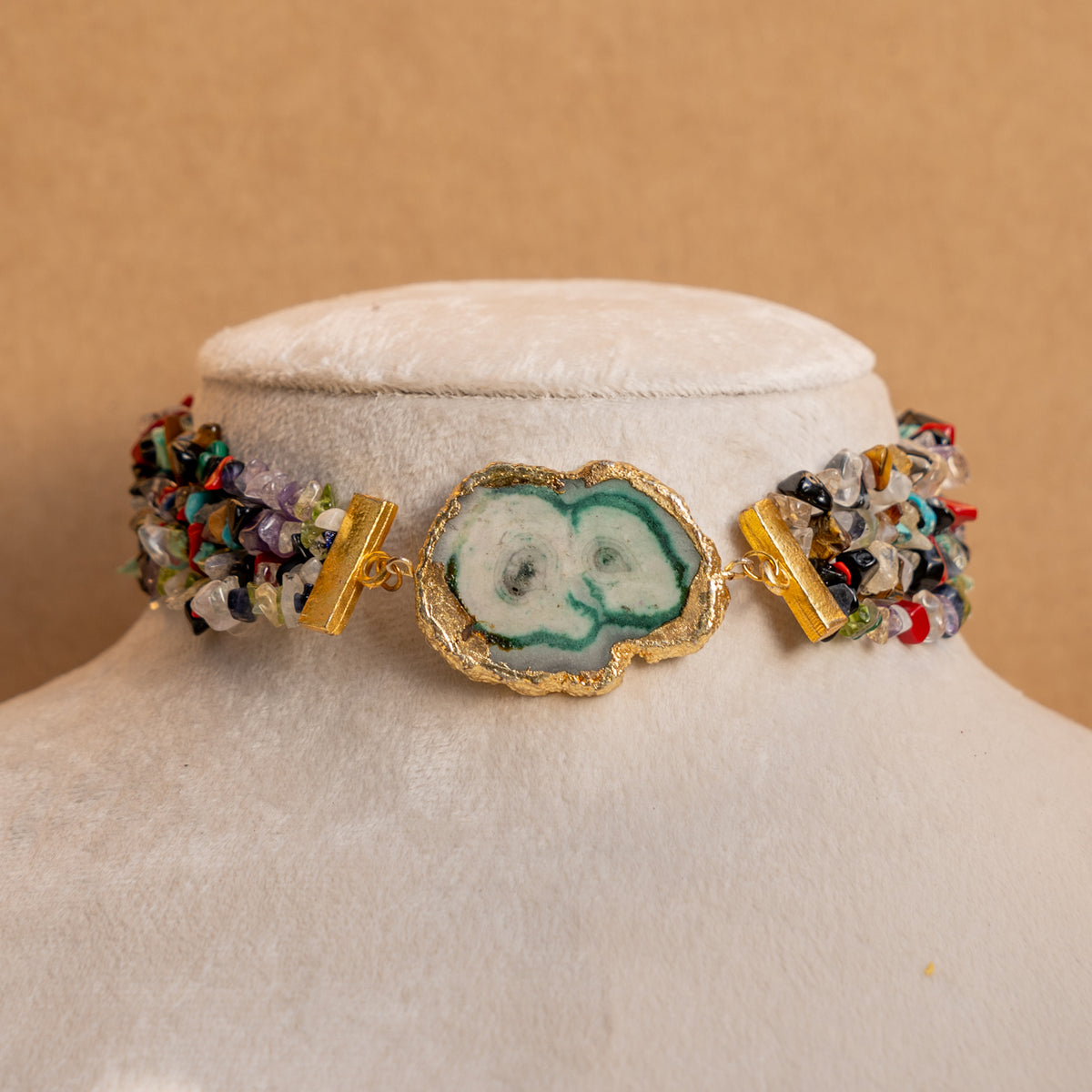 SHAHANA RAW RUSTIC FINISH NATURAL STONE CHOKER/NECKPIECE CH511