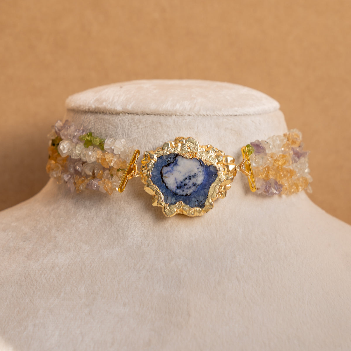 SHAHANA RAW RUSTIC FINISH NATURAL STONE CHOKER/NECKPIECE CH511