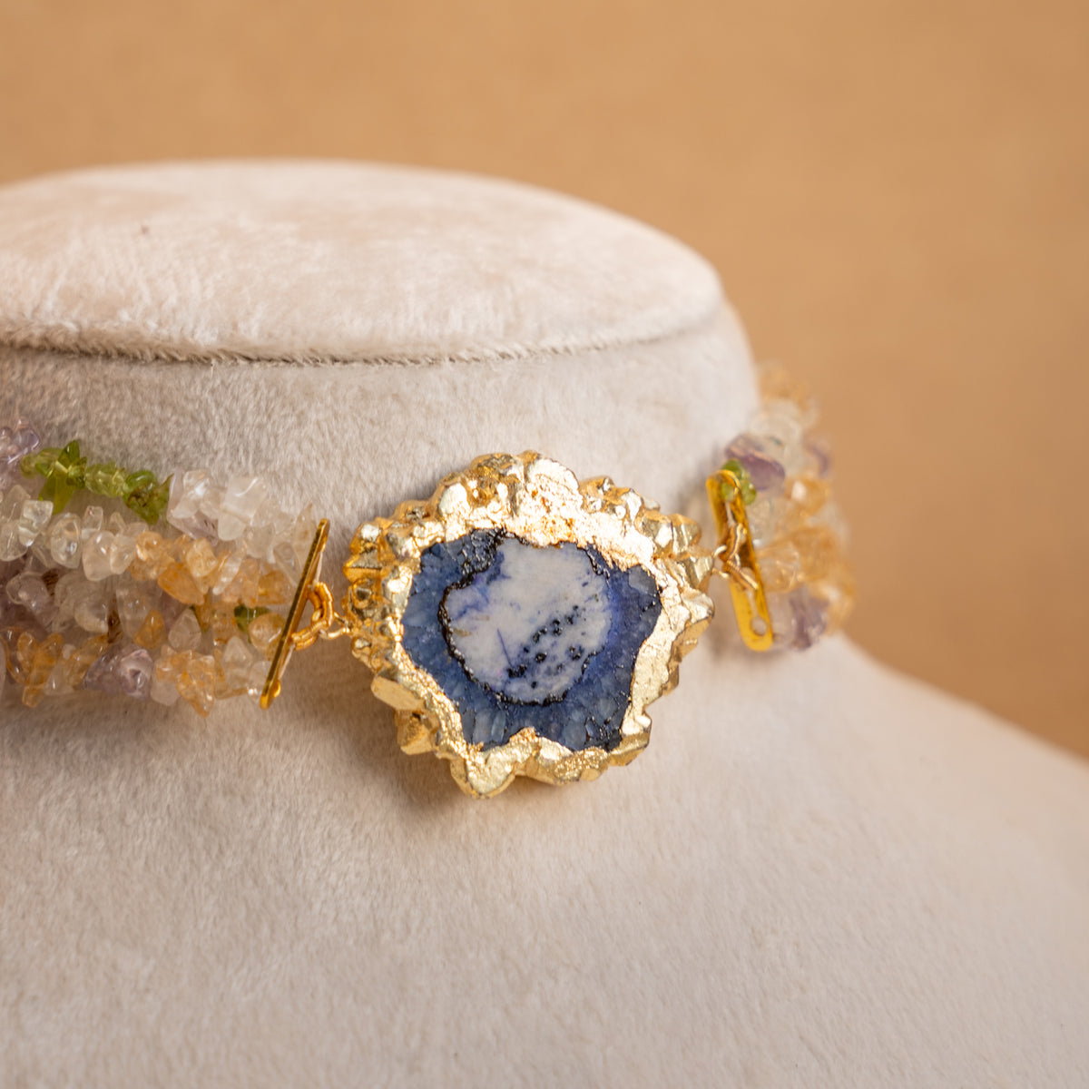 SHAHANA RAW RUSTIC FINISH NATURAL STONE CHOKER/NECKPIECE CH511