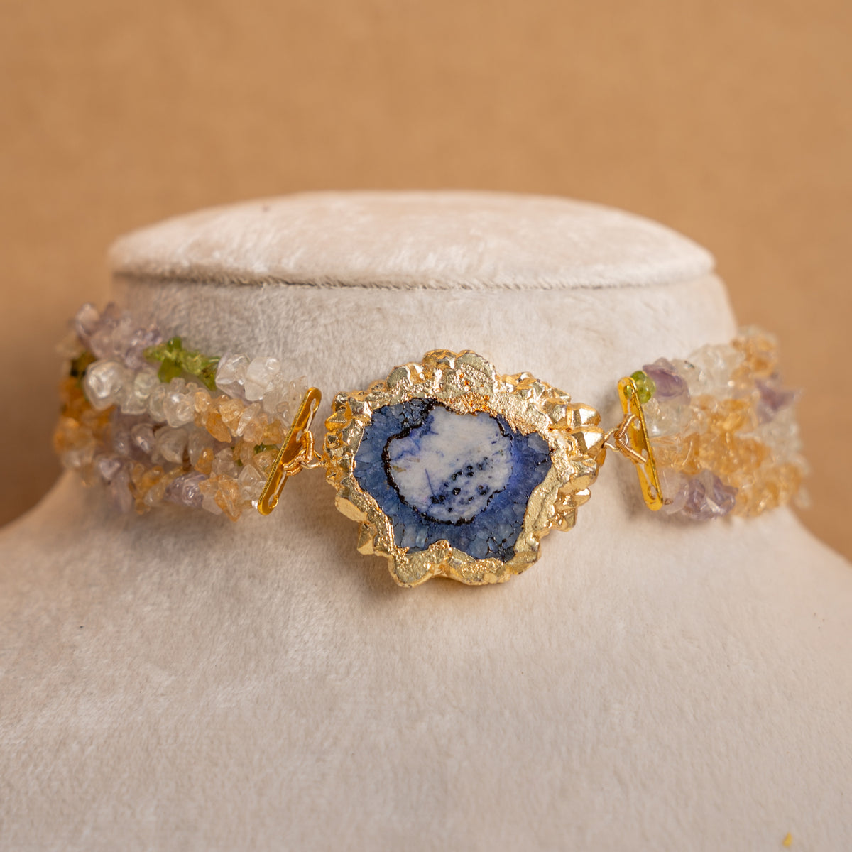 SHAHANA RAW RUSTIC FINISH NATURAL STONE CHOKER/NECKPIECE CH511